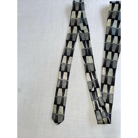Ziggurat Dress Tie Mens Size 57" Multicolor Geometric 100% Silk Designer USA - Picture 11 of 12